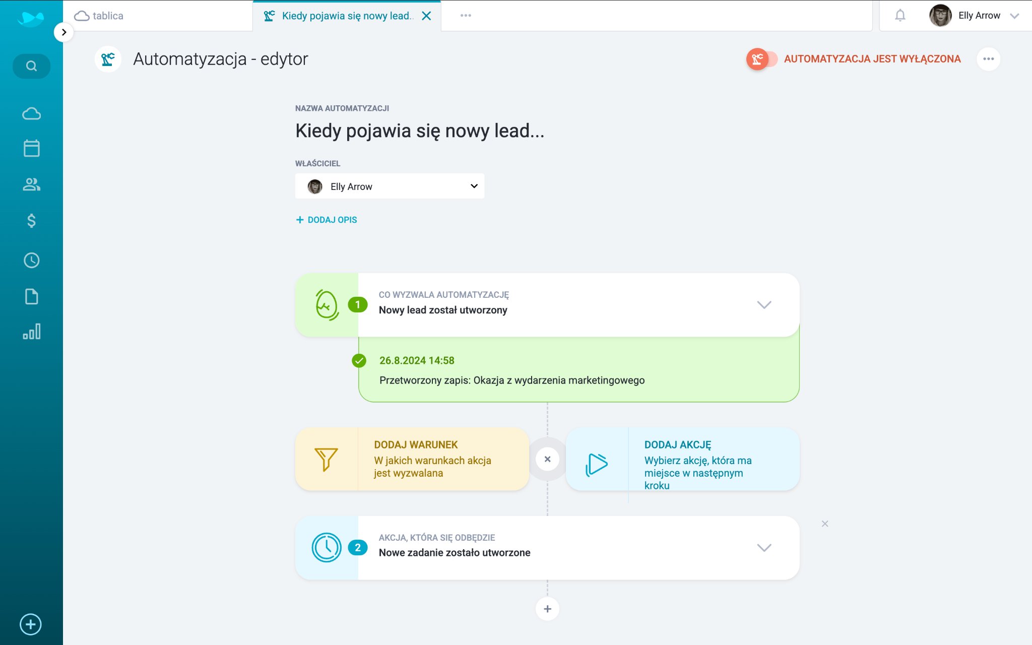 Automatyzacje CRM – konfiguracja reguły